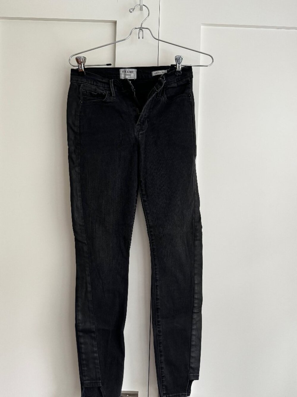 Frame Denim Womens Le Skinny de Jeanne Skinny Jeans Washed Black Size 27